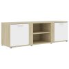 Cramlington TV Cabinet 120x34x37 cm Engineered Wood – White and Sonoma Oak