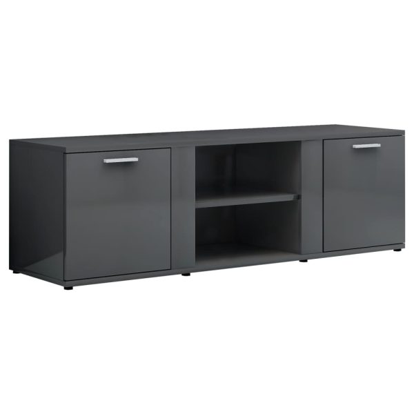 Cramlington TV Cabinet 120x34x37 cm Engineered Wood – High Gloss Grey