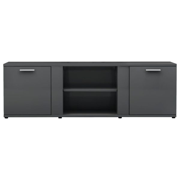 Cramlington TV Cabinet 120x34x37 cm Engineered Wood – High Gloss Grey