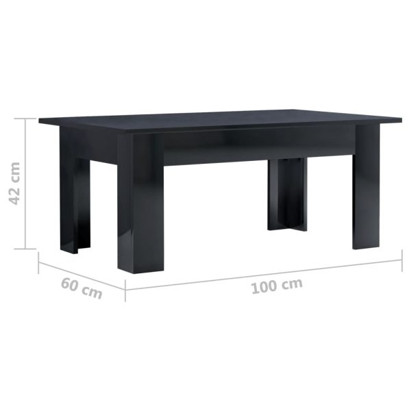 Coffee Table 100x60x42 cm Engineered Wood – High Gloss Black