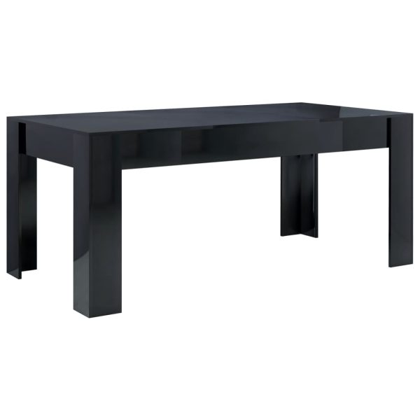 Dining Table Engineered Wood – 180x90x76 cm, High Gloss Black