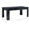 Dining Table Engineered Wood – 180x90x76 cm, High Gloss Black