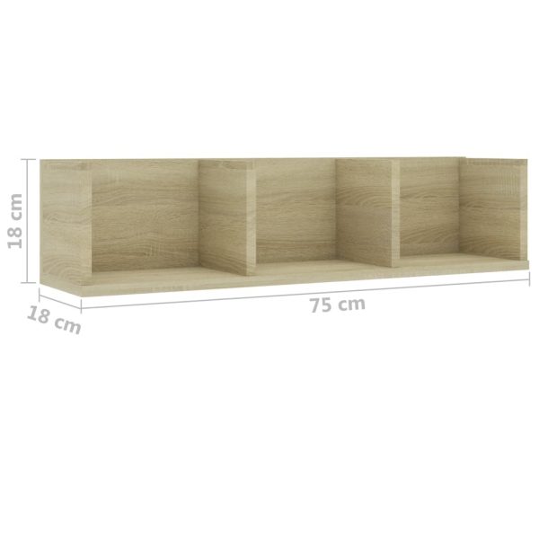 CD Wall Shelf 75x18x18 cm Engineered Wood – Sonoma oak