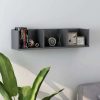 CD Wall Shelf 75x18x18 cm Engineered Wood – High Gloss Grey