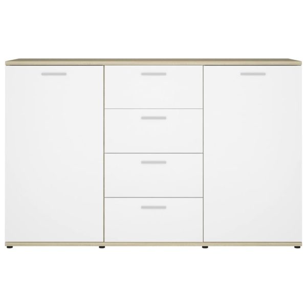 Sideboard 120×35.5×75 cm Engineered Wood – White and Sonoma Oak