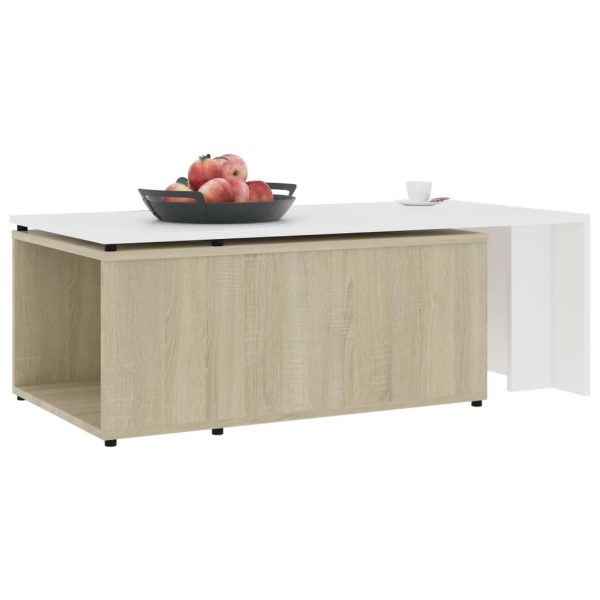 Coffee Table 150x50x35 cm Engineered Wood – White and Sonoma Oak