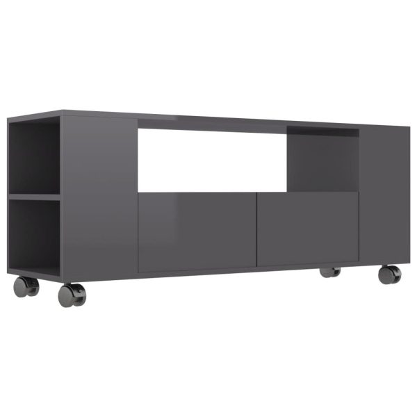 Wenatchee TV Cabinet 120x35x48 cm Engineered Wood – High Gloss Grey