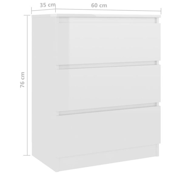 Sideboard 60x35x76 cm Engineered Wood – High Gloss White