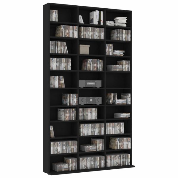CD Cabinet Engineered Wood – 102x16x177.5 cm, Black