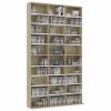 CD Cabinet Engineered Wood – 102x16x177.5 cm, White and Sonoma Oak