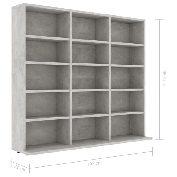 CD Cabinet Engineered Wood – 102x23x89.5 cm, Concrete Grey
