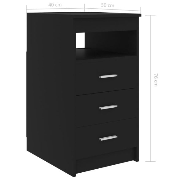 Drawer Cabinet 40x50x76 cm Engineered Wood – Black