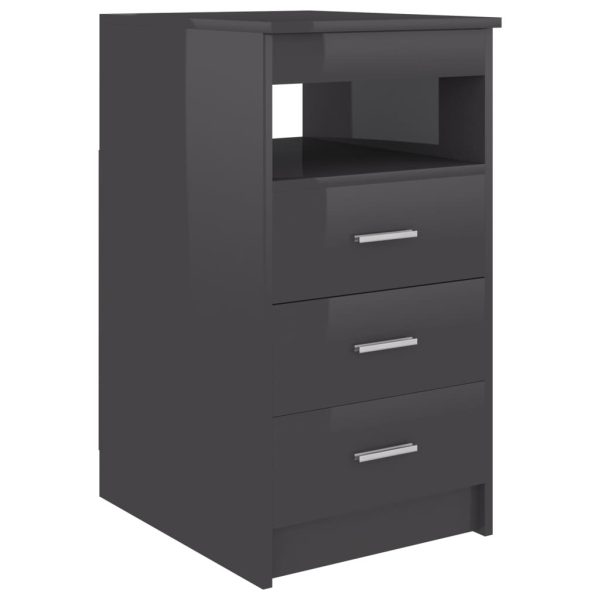 Drawer Cabinet 40x50x76 cm Engineered Wood – High Gloss Grey