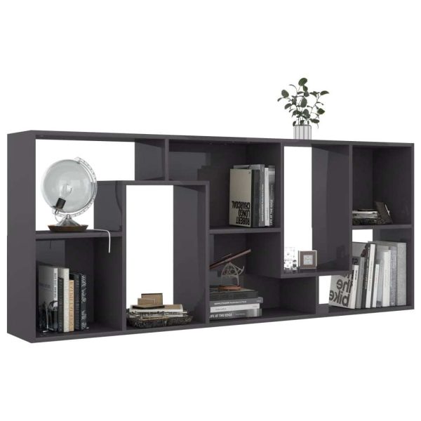 Book Cabinet 67x24x161 cm Engineered Wood – High Gloss Grey