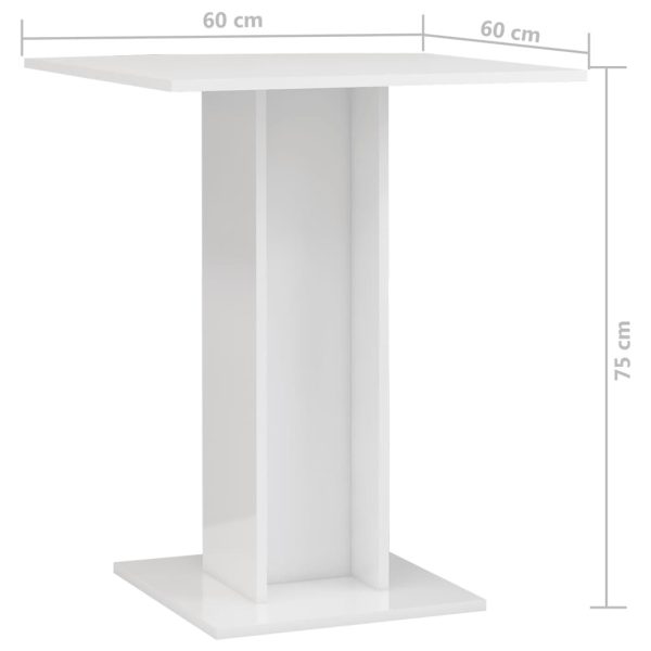 Bistro Table 60x60x75 cm Engineered Wood – High Gloss White