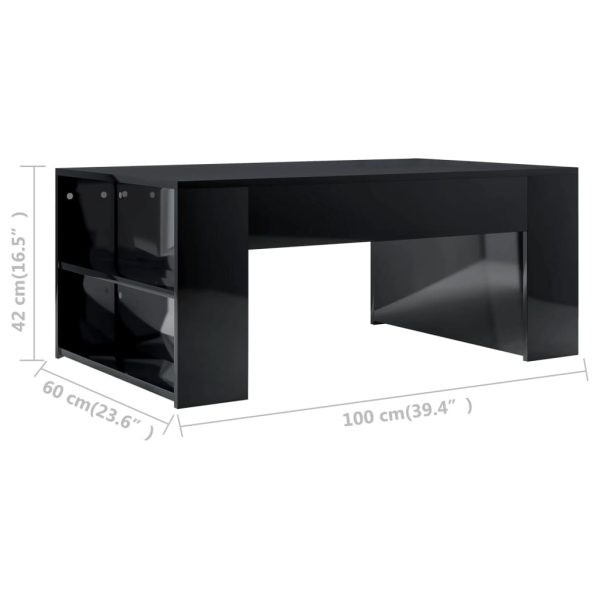 Coffee Table 100x60x42 cm Engineered Wood – High Gloss Black
