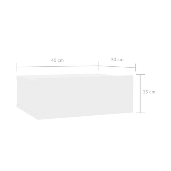 Orinda Floating Nightstand 40x30x15 cm Engineered Wood – High Gloss White, 1