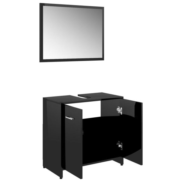 Bathroom Furniture Set Engineered Wood – High Gloss Black