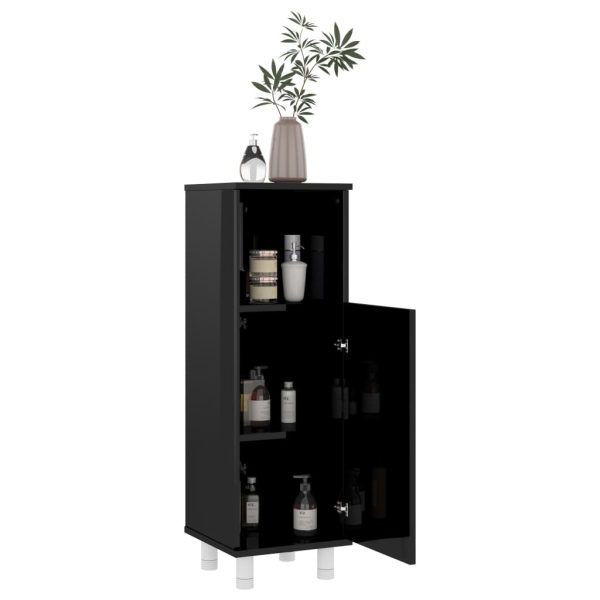 Bathroom Cabinet 30x30x95 cm Engineered Wood – High Gloss Black