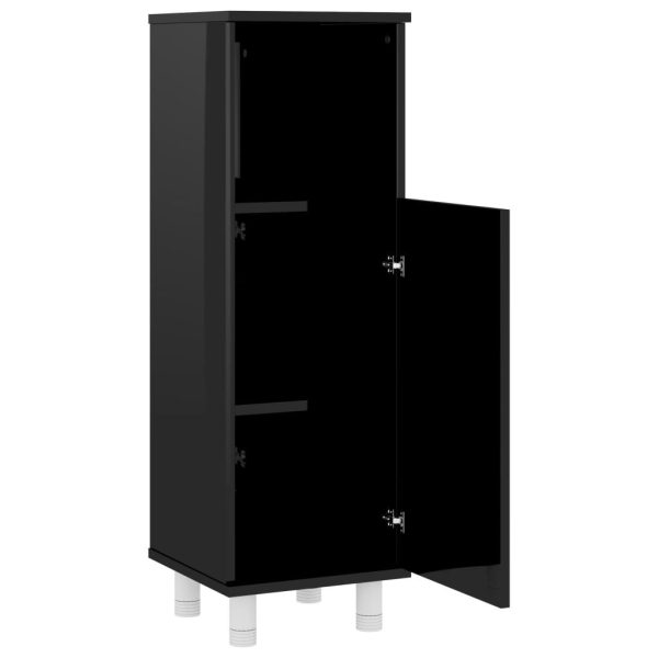 Bathroom Cabinet 30x30x95 cm Engineered Wood – High Gloss Black