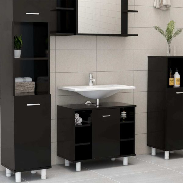 Bathroom Cabinet 60x32x53.5 cm Engineered Wood – Black