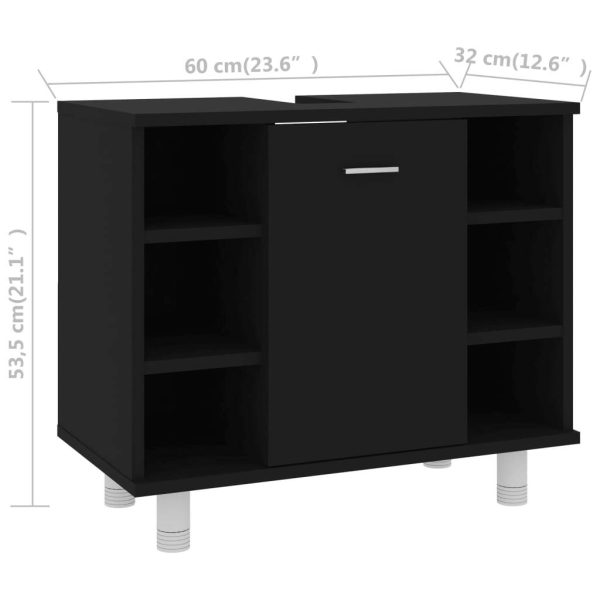 Bathroom Cabinet 60x32x53.5 cm Engineered Wood – Black