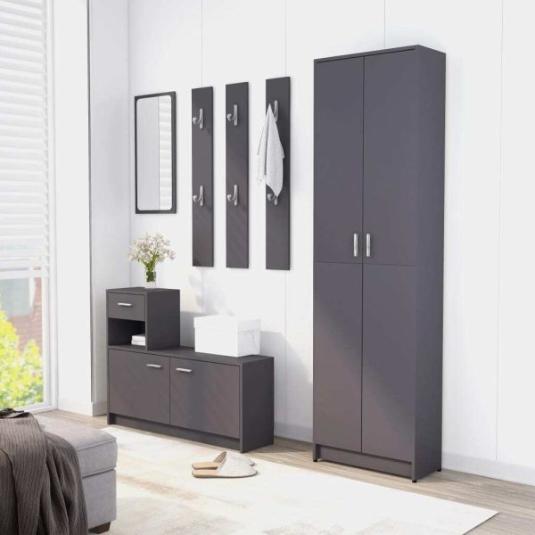 Hallway Wardrobe 55x25x189 cm Engineered Wood – Grey