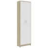 Hallway Wardrobe 55x25x189 cm Engineered Wood – White and Sonoma Oak