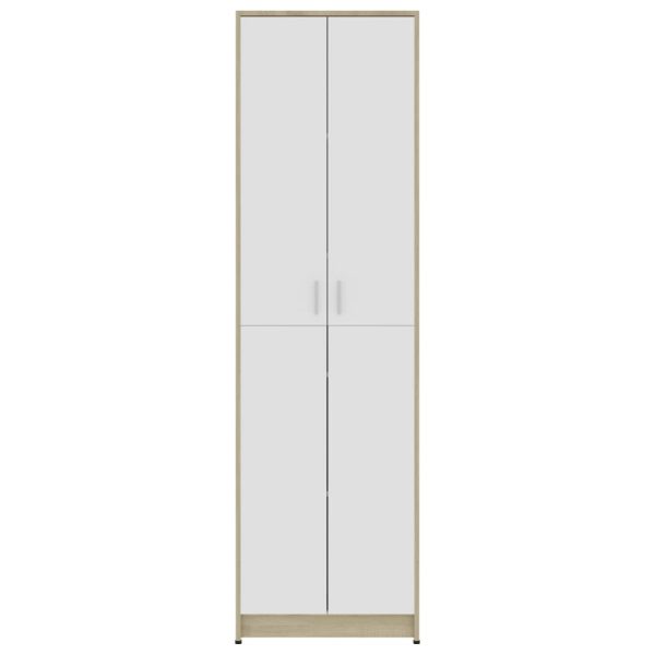 Hallway Wardrobe 55x25x189 cm Engineered Wood – White and Sonoma Oak