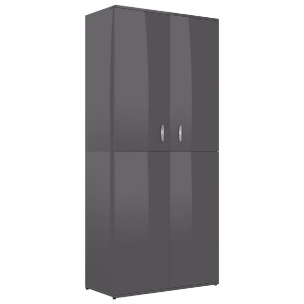 Shoe Cabinet 80x39x178 cm Engineered Wood – High Gloss Grey