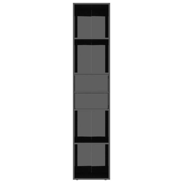 Book Cabinet 36x30x171 cm Engineered Wood – High Gloss Black