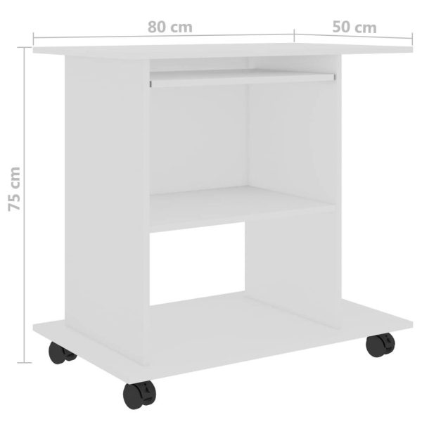 Computer Desk 80x50x75 cm Engineered Wood – White