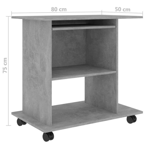 Computer Desk 80x50x75 cm Engineered Wood – Concrete Grey
