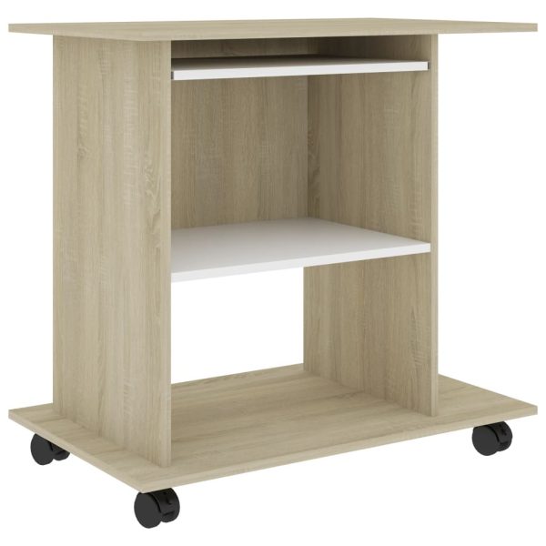 Computer Desk 80x50x75 cm Engineered Wood – White and Sonoma Oak