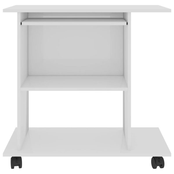 Computer Desk 80x50x75 cm Engineered Wood – High Gloss White