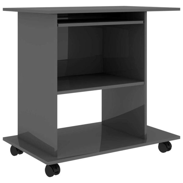 Computer Desk 80x50x75 cm Engineered Wood – High Gloss Grey