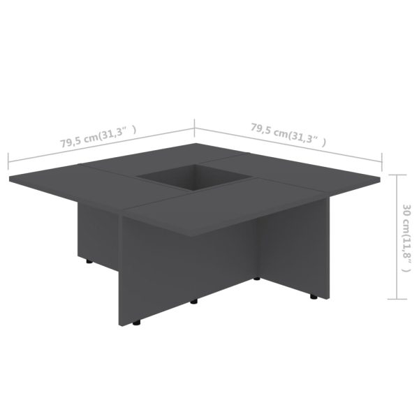 Coffee Table 79.5×79.5×30 cm Engineered Wood – Grey