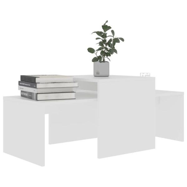 Coffee Table Set 100x48x40 cm Engineered Wood – White