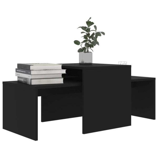 Coffee Table Set 100x48x40 cm Engineered Wood – Black