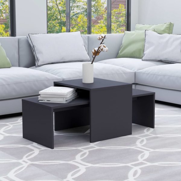 Coffee Table Set 100x48x40 cm Engineered Wood – Grey