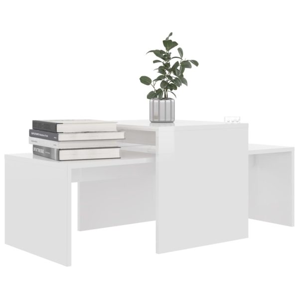 Coffee Table Set 100x48x40 cm Engineered Wood – High Gloss White