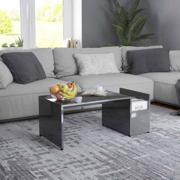 Coffee Table 90x45x35 cm Engineered Wood – High Gloss Grey