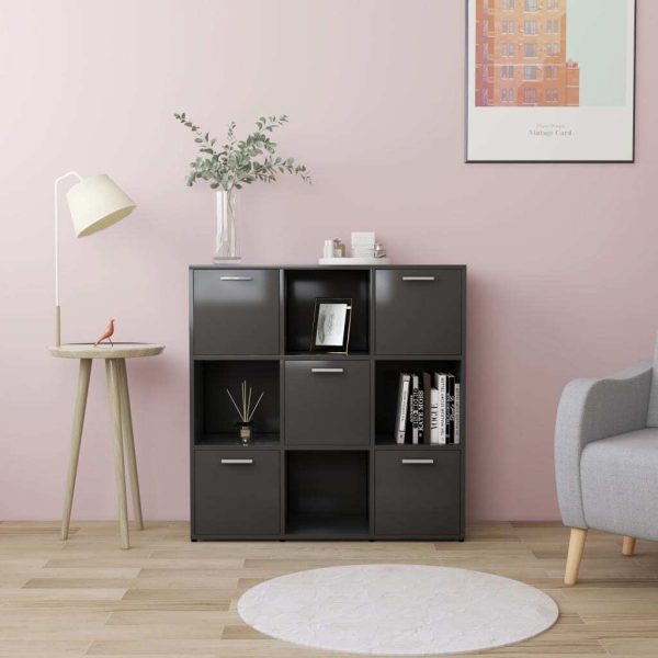 Book Cabinet 90x30x90 cm Engineered Wood – Grey