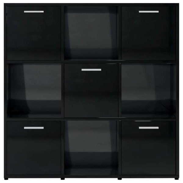 Book Cabinet 90x30x90 cm Engineered Wood – High Gloss Black