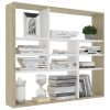 Wall Shelf 90x16x78 cm Engineered Wood – White and Sonoma Oak