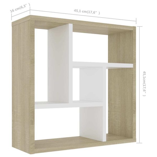 Wall Shelf 45.1x16x45.1 cm Engineered Wood – White and Sonoma Oak