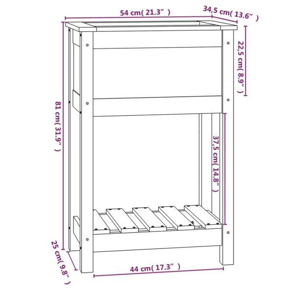 Planter with Shelf 54×34.5×81 cm Solid Wood Pine