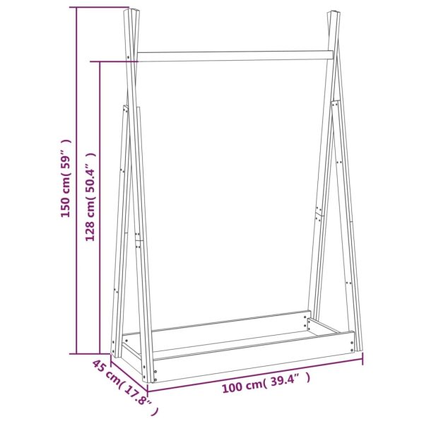 Clothes Rack 100x45x150 cm Solid Pine Wood – Brown