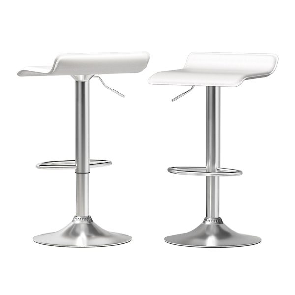 2x Bar Stools Faux Leather Chair White
