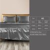 Silky Satin Sheets Fitted Bed Sheet Pillowcases Summer King Single Grey